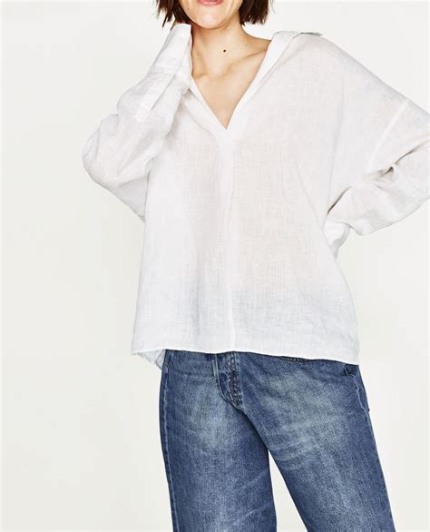 zara white linen top.